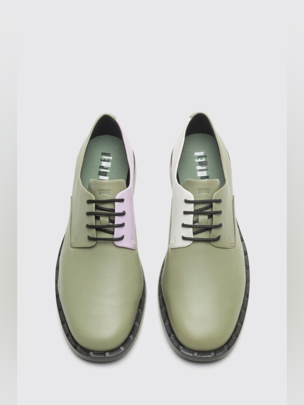 Camper Green and Black Flats with Minimalist Design S1-009